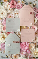 WEDDING INVITATIONS vintage lace/ rustic lace Romantic  Wedding Stationery Vintage Lace Presonalized Invitation Light Grey and Blush Pink39