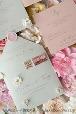 WEDDING INVITATIONS vintage lace/ rustic lace Romantic  Wedding Stationery Vintage Lace Presonalized Invitation Light Grey and Blush Pink39