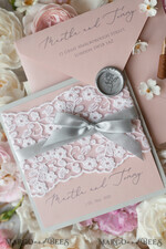 WEDDING INVITATIONS vintage lace/ rustic lace Romantic  Wedding Stationery Vintage Lace Presonalized Invitation Light Grey and Blush Pink39