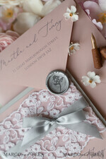 WEDDING INVITATIONS vintage lace/ rustic lace Romantic  Wedding Stationery Vintage Lace Presonalized Invitation Light Grey and Blush Pink39