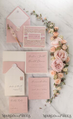 WEDDING INVITATIONS vintage lace/ rustic lace Modern Wedding invitations, elegant lace stationery19