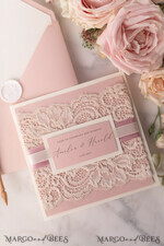 WEDDING INVITATIONS vintage lace/ rustic lace Modern Wedding invitations, elegant lace stationery19
