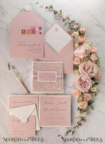 WEDDING INVITATIONS vintage lace/ rustic lace Modern Wedding invitations, elegant lace stationery19
