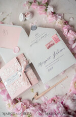 WEDDING INVITATIONS vintage lace/ rustic lace Elegant Vintage Lace Wedding Invitations Romantic Bespoke Grey Wedding Cards Glamour Pink Wedding Invitation Suite Pocket Wedding Invites37