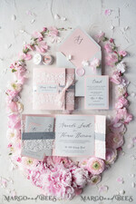 WEDDING INVITATIONS vintage lace/ rustic lace Elegant Vintage Lace Wedding Invitations Romantic Bespoke Grey Wedding Cards Glamour Pink Wedding Invitation Suite Pocket Wedding Invites37
