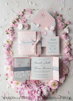 WEDDING INVITATIONS vintage lace/ rustic lace Elegant Vintage Lace Wedding Invitations Romantic Bespoke Grey Wedding Cards Glamour Pink Wedding Invitation Suite Pocket Wedding Invites37