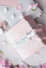 WEDDING INVITATIONS vintage lace/ rustic lace Elegant Vintage Lace Wedding Invitations Romantic Bespoke Grey Wedding Cards Glamour Pink Wedding Invitation Suite Pocket Wedding Invites37