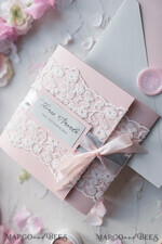 WEDDING INVITATIONS vintage lace/ rustic lace Elegant Vintage Lace Wedding Invitations Romantic Bespoke Grey Wedding Cards Glamour Pink Wedding Invitation Suite Pocket Wedding Invites37