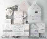 WEDDING INVITATIONS vintage lace/ rustic lace Vintage Lace Affordable Wedding Invitations Elegant Invites Grey and Blush Pink8