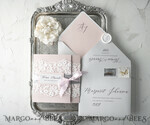 WEDDING INVITATIONS vintage lace/ rustic lace Vintage Lace Affordable Wedding Invitations Elegant Invites Grey and Blush Pink8