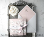 WEDDING INVITATIONS vintage lace/ rustic lace Vintage Lace Affordable Wedding Invitations Elegant Invites Grey and Blush Pink8