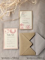 WEDDING INVITATIONS passport to love/ beach wedding invites  Beach peach Wedding invitations Seashells Wedding Invites destination wedding Cards with tag 7