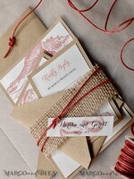 WEDDING INVITATIONS passport to love/ beach wedding invites  Beach Wedding invitations Seashells Wedding Invites destination wedding Cards with  burlap belly band 8