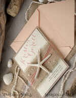 WEDDING INVITATIONS passport to love/ beach wedding invites  Beach Wedding invitations starfish burlap belly band  Wedding Invites destination wedding Cards with  pearls13
