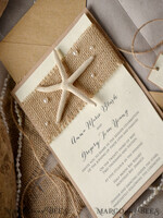 WEDDING INVITATIONS passport to love/ beach wedding invites  Beach Wedding invitations starfish burlap  Wedding Invites destination wedding Cards with  pearls9