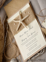 WEDDING INVITATIONS passport to love/ beach wedding invites  Beach Wedding invitations starfish burlap  Wedding Invites destination wedding Cards with  pearls9