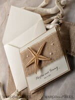 WEDDING INVITATIONS passport to love/ beach wedding invites  Beach Wedding invitations Starfish Wedding Invites destination  wedding Cards with burlap 6