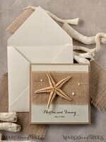 WEDDING INVITATIONS passport to love/ beach wedding invites  Beach Wedding invitations Starfish Wedding Invites destination  wedding Cards with burlap 6