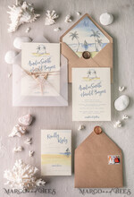WEDDING INVITATIONS passport to love/ beach wedding invites  Beach Wedding invitations Starfish Wedding Invites Tropical wedding Cards with twine Vellum envelope19
