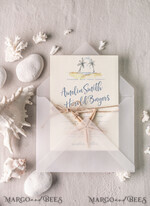 WEDDING INVITATIONS passport to love/ beach wedding invites  Beach Wedding invitations Starfish Wedding Invites Tropical wedding Cards with twine Vellum envelope19