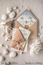 WEDDING INVITATIONS passport to love/ beach wedding invites  Beach Wedding invitations Starfish Wedding Invites Tropical wedding Cards with twine Vellum envelope19