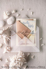 WEDDING INVITATIONS passport to love/ beach wedding invites  Beach Wedding invitations Starfish Wedding Invites Tropical wedding Cards with twine Vellum envelope19
