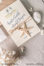 WEDDING INVITATIONS passport to love/ beach wedding invites  Beach Wedding invitations Starfish Wedding Invites Tropical wedding Cards with twine Vellum envelope19