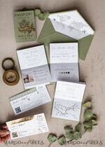 WEDDING INVITATIONS passport to love/ beach wedding invites  Sage Green Passport Wedding Invitation, Wedding Cards  Boarding Pass,  Tuscany Passport Wedding Invitations  Abroad, Destination Wedding Invites, Travel Map Wedding Stationary8