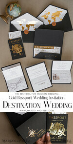 HOCHZEITS EINLADUNGEN Pass zur Liebe / Strandhochzeits-Einladungen Gold Weiße Schwarze Reisepass Hochzeitskarte, Goldene Hochzeitskarten Bordkarte, Reise Reisepass Hochzeitskarten im Ausland, Zielhochzeitseinladungen, Reisekarten Hochzeitsstationery22