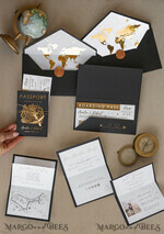 HOCHZEITS EINLADUNGEN Pass zur Liebe / Strandhochzeits-Einladungen Gold Weiße Schwarze Reisepass Hochzeitskarte, Goldene Hochzeitskarten Bordkarte, Reise Reisepass Hochzeitskarten im Ausland, Zielhochzeitseinladungen, Reisekarten Hochzeitsstationery22