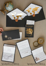 HOCHZEITS EINLADUNGEN Pass zur Liebe / Strandhochzeits-Einladungen Gold Weiße Schwarze Reisepass Hochzeitskarte, Goldene Hochzeitskarten Bordkarte, Reise Reisepass Hochzeitskarten im Ausland, Zielhochzeitseinladungen, Reisekarten Hochzeitsstationery22