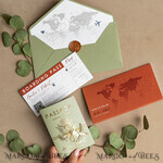 WEDDING INVITATIONS passport to love/ beach wedding invites  Sage Green terracotta Passport Wedding Invitation, Burnt Orange Gold Wedding Cards  Boarding Pass,  Tuscany Passport Wedding Invitations  Abroad, Destination Wedding Invites, Travel Map Wedding Stationary10