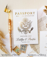 WEDDING INVITATIONS passport to love/ beach wedding invites  White Gold  Passport Wedding Invitation, Golden Plane Wedding Cards  Boarding Pass,  Tuscany Passport Wedding Invitations  Abroad, Destination Wedding Invites, Travel Map Wedding Stationary16