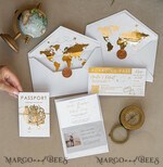 WEDDING INVITATIONS passport to love/ beach wedding invites  White Golden Passport Wedding Invitation, Golden Plane Wedding Cards  Boarding Pass,  Travel Passport Wedding Invitations  Abroad, Destination Wedding Invites, Travel Map Wedding Stationary, boarding pass invitations11