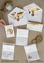 WEDDING INVITATIONS passport to love/ beach wedding invites  White Golden Passport Wedding Invitation, Golden Plane Wedding Cards  Boarding Pass,  Travel Passport Wedding Invitations  Abroad, Destination Wedding Invites, Travel Map Wedding Stationary, boarding pass invitations11