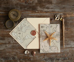 WEDDING INVITATIONS passport to love/ beach wedding invites  Beach Wedding invitations Vellum wrapping Wedding Invites with Old Map Starfish wedding Cards 5