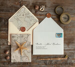 WEDDING INVITATIONS passport to love/ beach wedding invites  Beach Wedding invitations Vellum wrapping Wedding Invites with Old Map Starfish wedding Cards 5