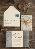 WEDDING INVITATIONS passport to love/ beach wedding invites  Beach Wedding invitations Vellum wrapping Wedding Invites with Old Map Starfish wedding Cards 5