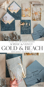 WEDDING INVITATIONS passport to love/ beach wedding invites  Beach Acrylic Wedding invitations Vellum Gold wrapping Wedding Invites with starfish Beach wedding Cards Velvet Envelope10