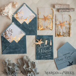 WEDDING INVITATIONS passport to love/ beach wedding invites  Beach Acrylic Wedding invitations Vellum Gold wrapping Wedding Invites with starfish Beach wedding Cards Velvet Envelope10