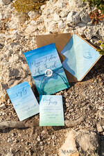 WEDDING INVITATIONS passport to love/ beach wedding invites  Watercolor beach Wedding Invitations, Minimalist Watercolor Seaside Wedding Invites, Greek Wedding Cards wih twine and wax seal10