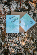 WEDDING INVITATIONS passport to love/ beach wedding invites  Watercolor beach Wedding Invitations, Minimalist Watercolor Seaside Wedding Invites, Italian Wedding Cards 7