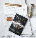 WEDDING INVITATIONS passport to love/ beach wedding invites  Gold  Passport Wedding Invitation, Map Wedding Cards  Boarding Pass,  Black Passport Wedding Invitations  Abroad, Destination Wedding Invites, Travel Map Wedding Stationary17