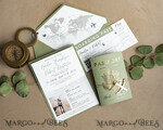 WEDDING INVITATIONS passport to love/ beach wedding invites  Sage Green Passport Wedding Invitation, Wedding Cards  Boarding Pass,  Tuscany Passport Wedding Invitations  Abroad, Destination Wedding Invites, Travel Map Wedding Stationary21
