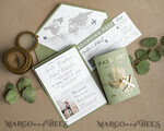 WEDDING INVITATIONS passport to love/ beach wedding invites  Sage Green Passport Wedding Invitation, Wedding Cards  Boarding Pass,  Tuscany Passport Wedding Invitations  Abroad, Destination Wedding Invites, Travel Map Wedding Stationary21