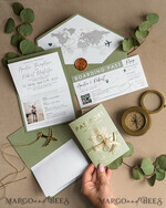 WEDDING INVITATIONS passport to love/ beach wedding invites  Sage Green Passport Wedding Invitation, Wedding Cards  Boarding Pass,  Tuscany Passport Wedding Invitations  Abroad, Destination Wedding Invites, Travel Map Wedding Stationary21