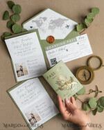 WEDDING INVITATIONS passport to love/ beach wedding invites  Sage Green Passport Wedding Invitation, Wedding Cards  Boarding Pass,  Tuscany Passport Wedding Invitations  Abroad, Destination Wedding Invites, Travel Map Wedding Stationary21
