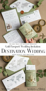 WEDDING INVITATIONS passport to love/ beach wedding invites  Sage Green Passport Wedding Invitation, Wedding Cards  Boarding Pass,  Tuscany Passport Wedding Invitations  Abroad, Destination Wedding Invites, Travel Map Wedding Stationary21