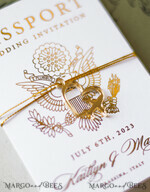 WEDDING INVITATIONS passport to love/ beach wedding invites  White Gold Passport Wedding Invitation, Golden Plane Wedding Cards  Boarding Pass,  Olive green Travel Passport Wedding Invitations  Abroad, Destination Wedding Invites22