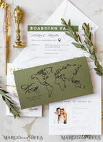 WEDDING INVITATIONS passport to love/ beach wedding invites  White Gold Passport Wedding Invitation, Golden Plane Wedding Cards  Boarding Pass,  Olive green Travel Passport Wedding Invitations  Abroad, Destination Wedding Invites22